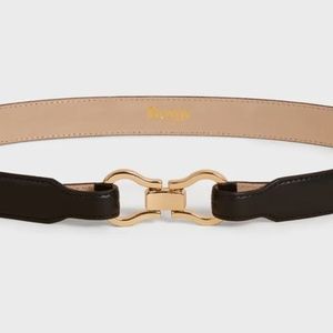 Rouje Laure Belt - BLACK DOUBLE BUCKLE LEATHER BELT- Never Worn